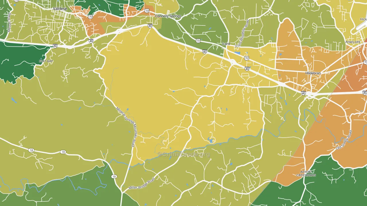 Connellys Springs, NC Map of Assault Rates