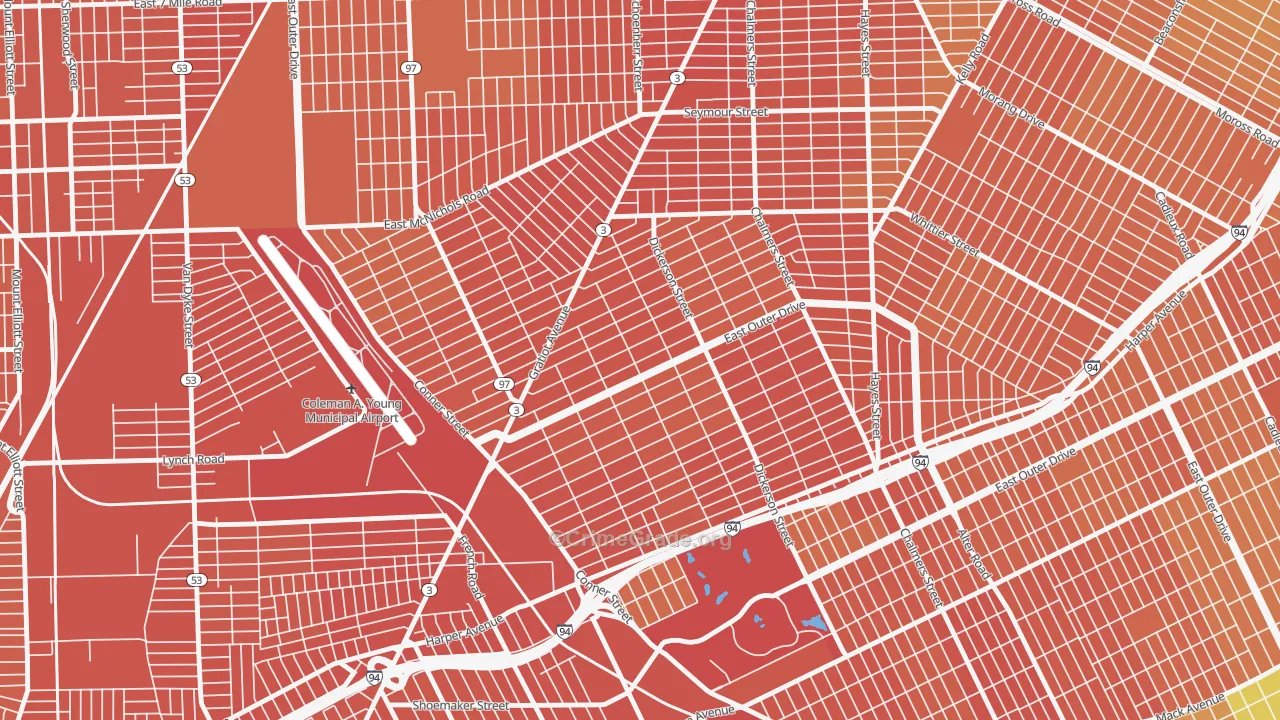 Conner, Detroit, MI Map of Assault Rates