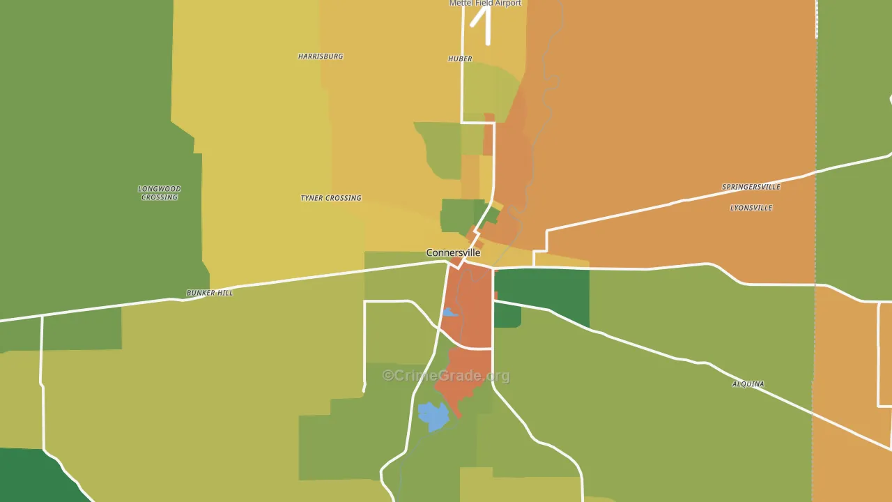 Connersville, IN Map of Assault Rates