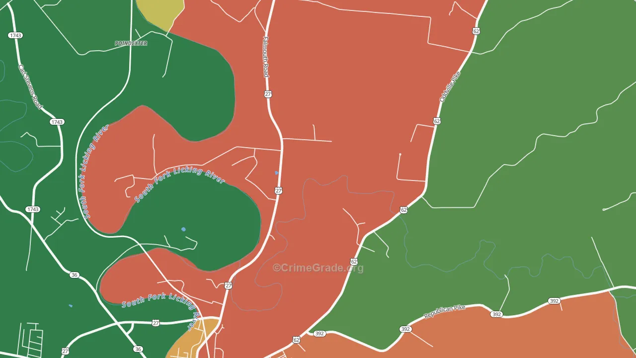 Connersville, KY Map of Assault Rates