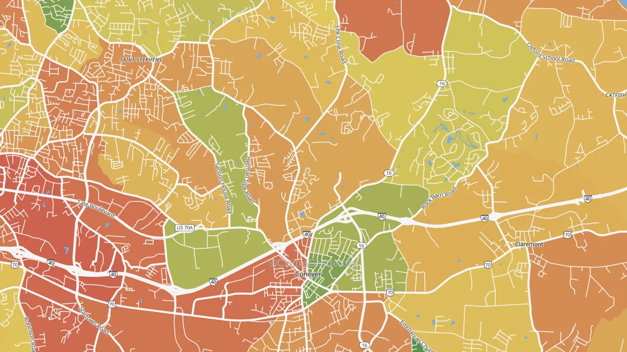Conover, NC Map of Assault Rates