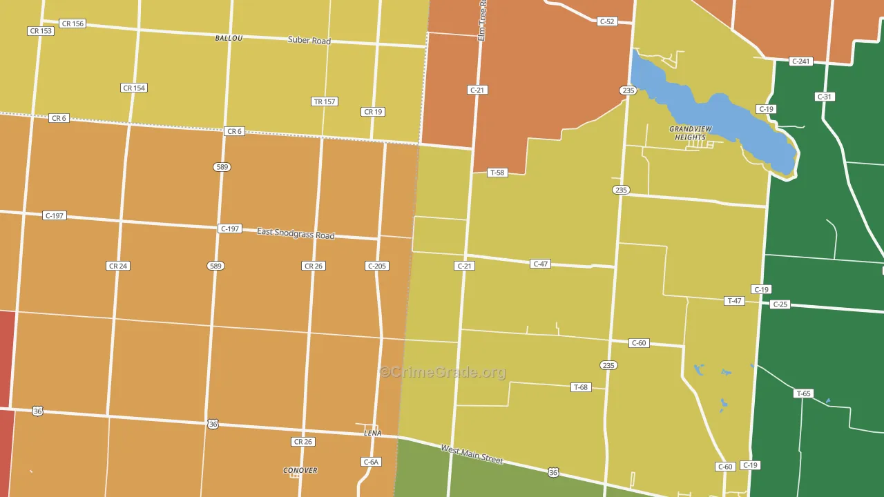 Conover, OH Map of Assault Rates
