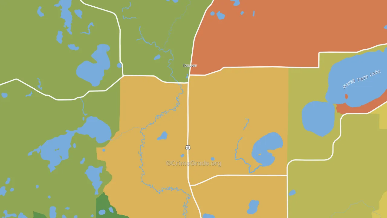 Conover, WI Map of Assault Rates