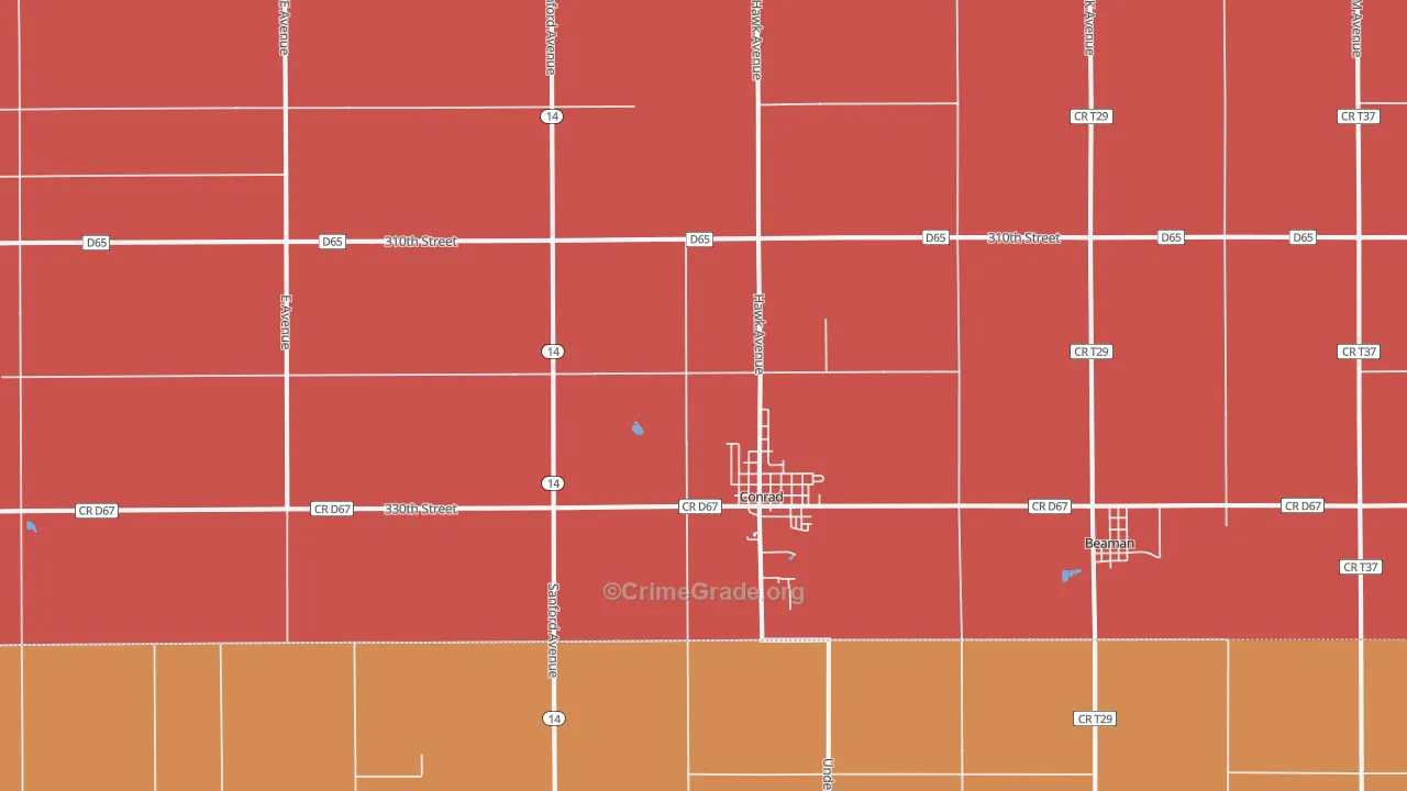 Conrad, IA Map of Assault Rates