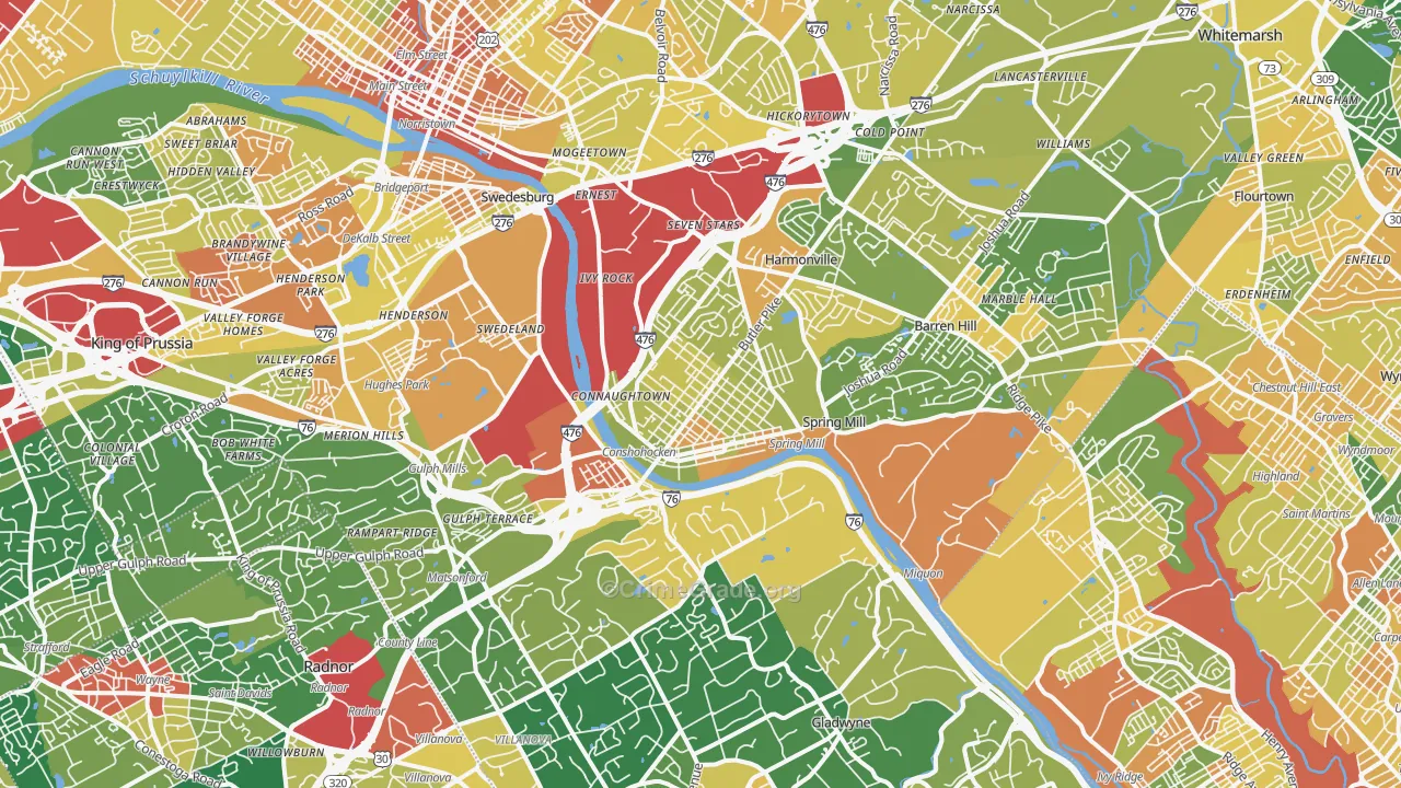 Conshohocken, PA Map of Assault Rates