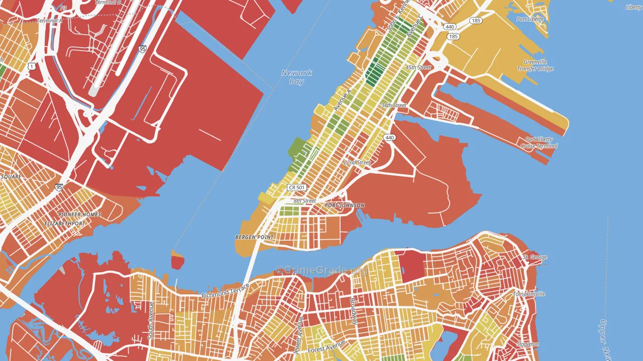 Constable Hook, Bayonne, NJ Map of Assault Rates