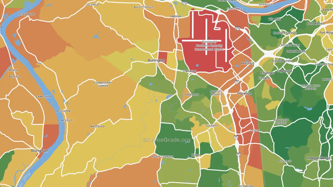 Constance, KY Map of Assault Rates