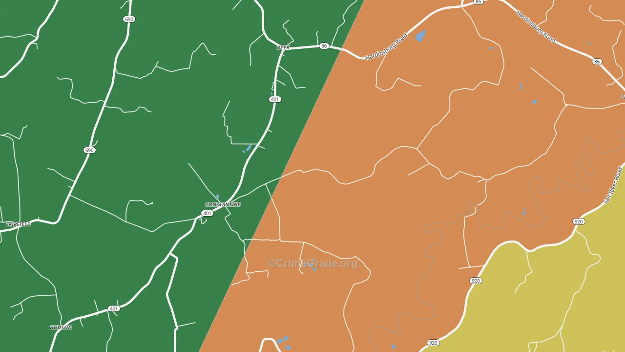 Constantine, KY Map of Assault Rates