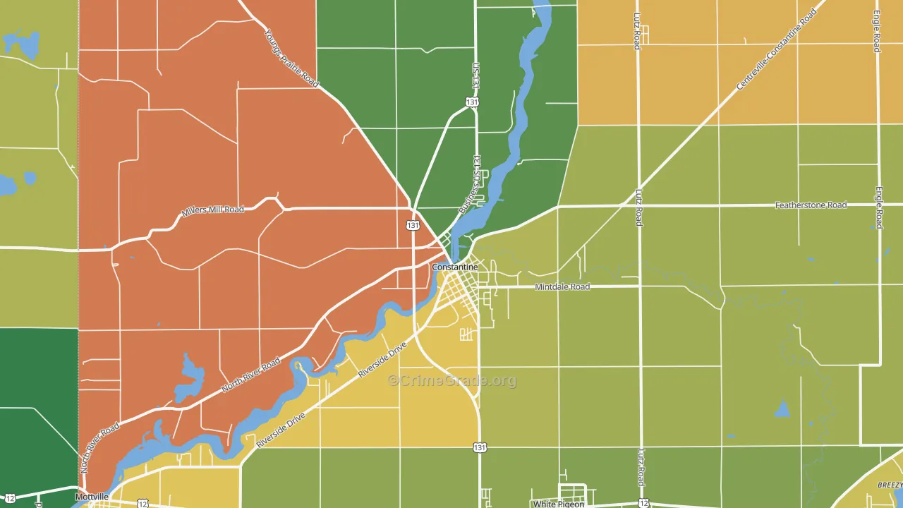 Constantine, MI Map of Assault Rates