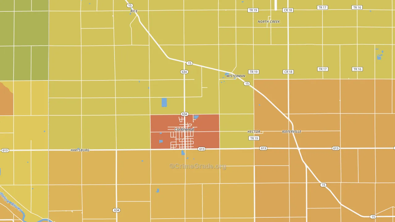Continental, OH Map of Assault Rates