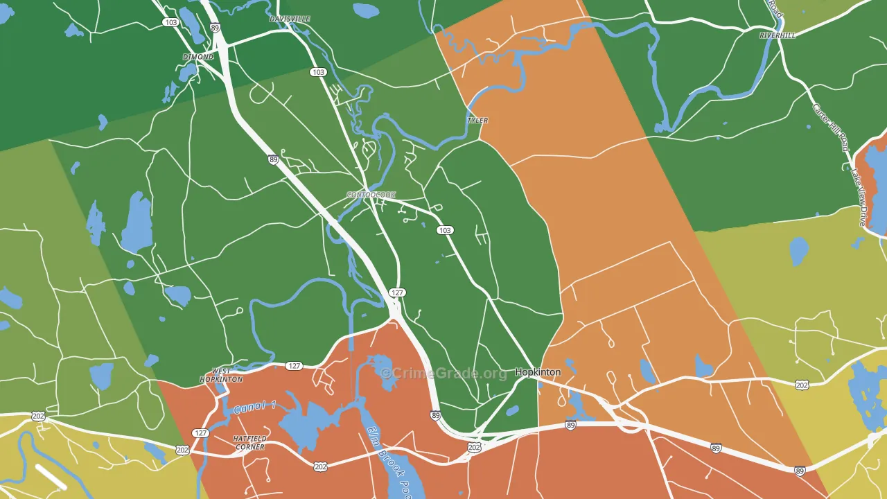 Contoocook, NH Map of Assault Rates
