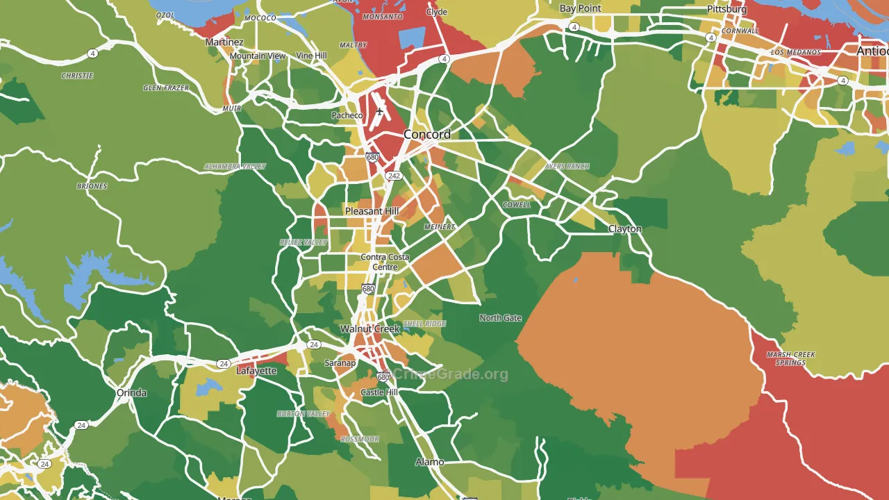 Contra Costa County, CA Map of Assault Rates