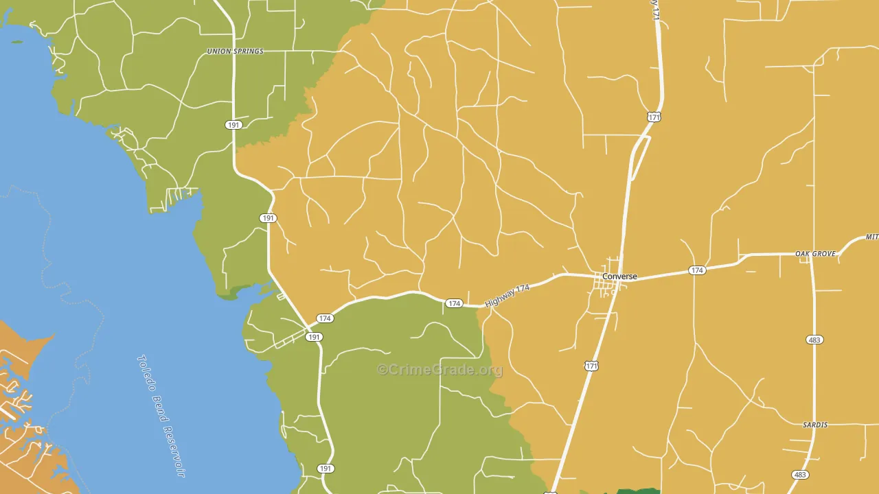 Converse, LA Map of Assault Rates