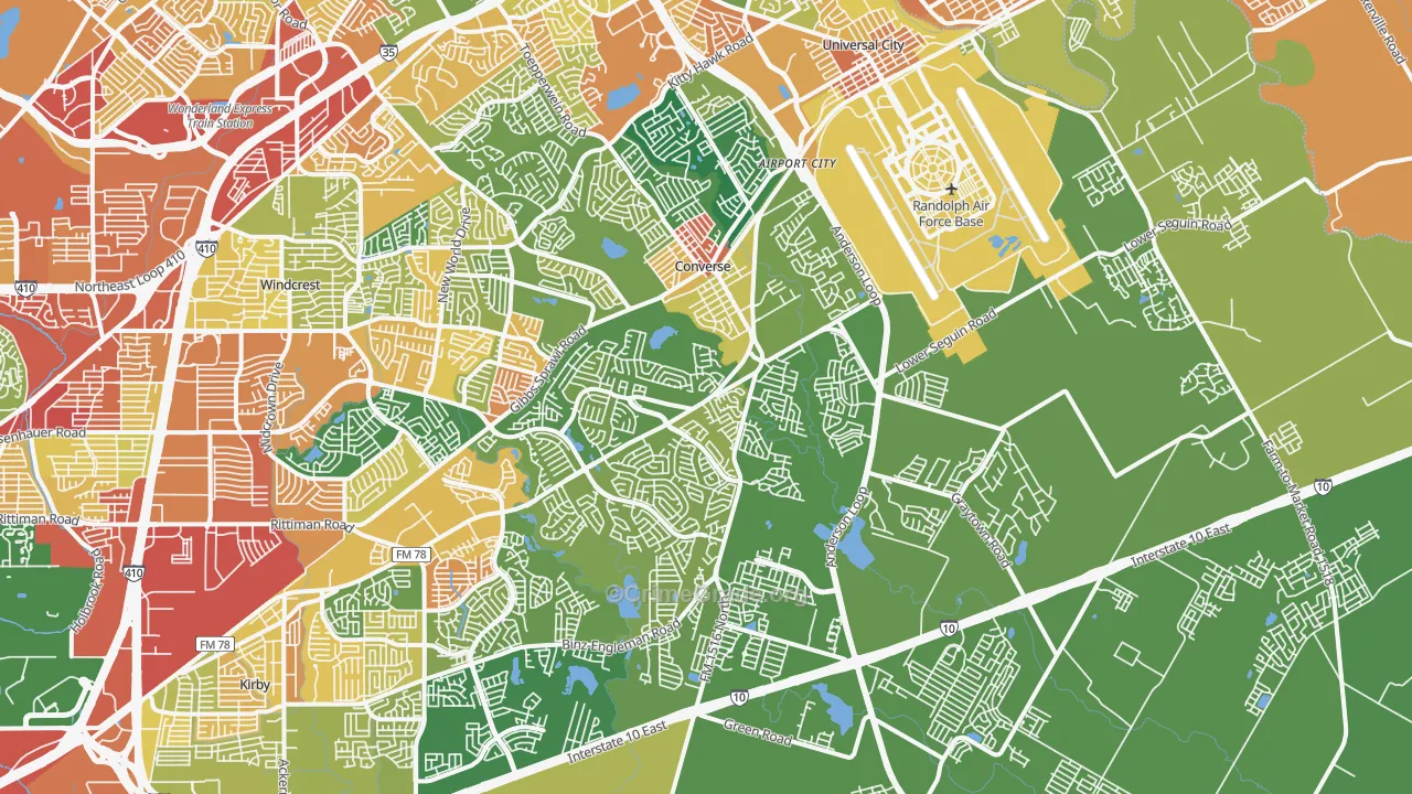 Converse, TX Map of Assault Rates