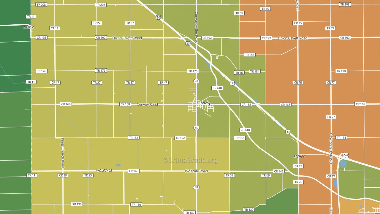 Convoy, OH Map of Assault Rates