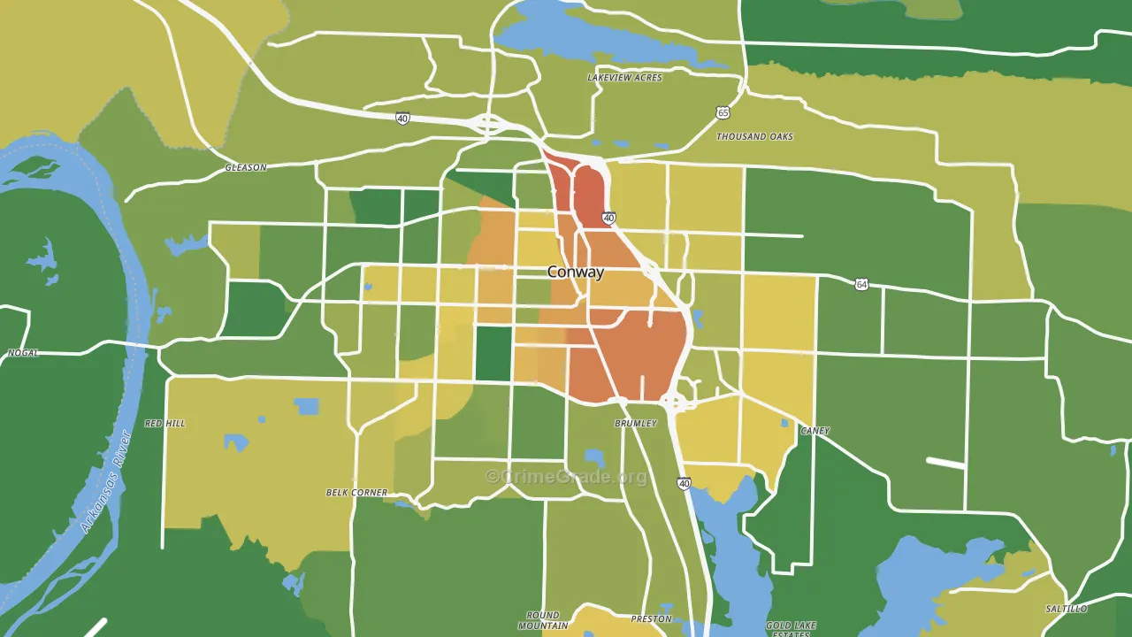 Conway, AR Map of Assault Rates