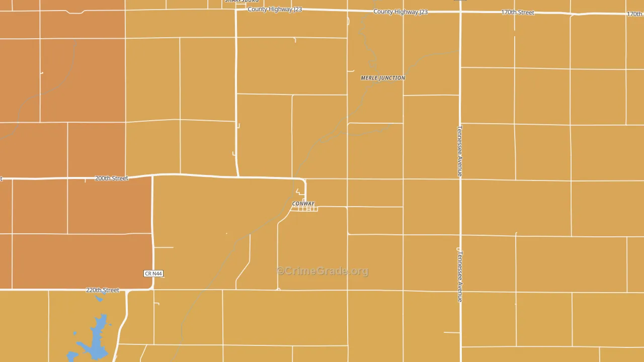 Conway, IA Map of Assault Rates