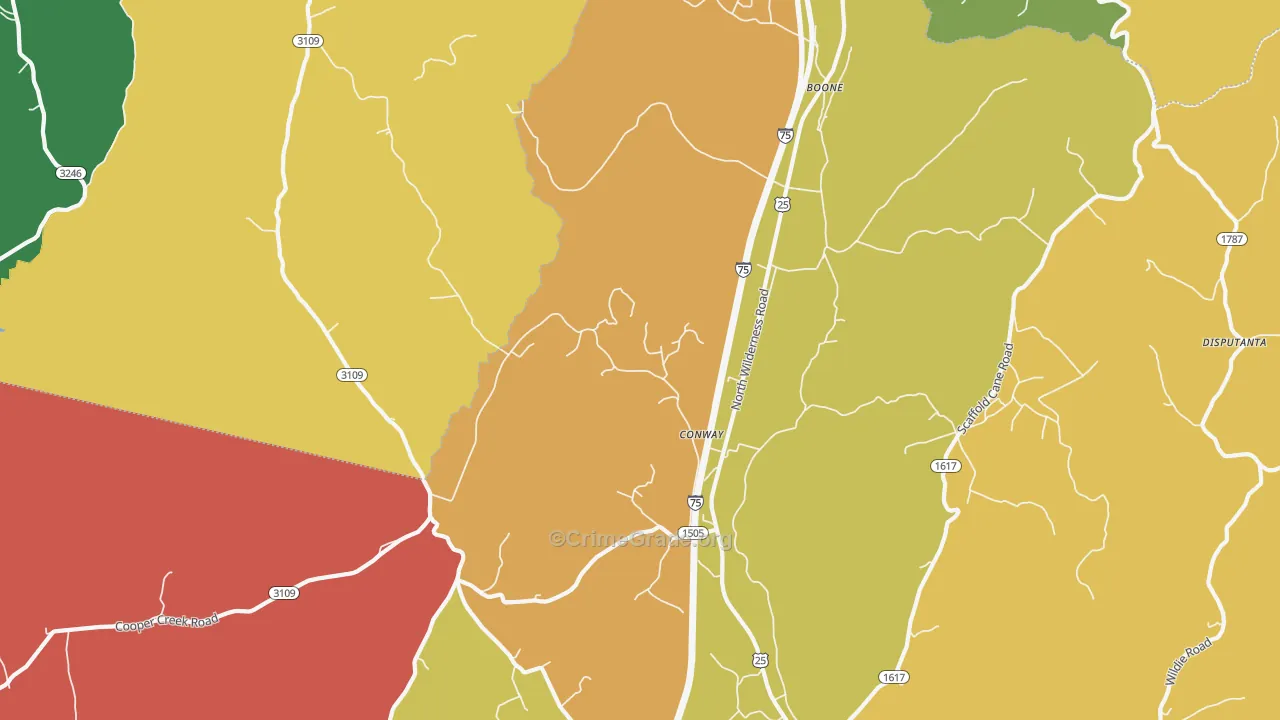 Conway, KY Map of Assault Rates