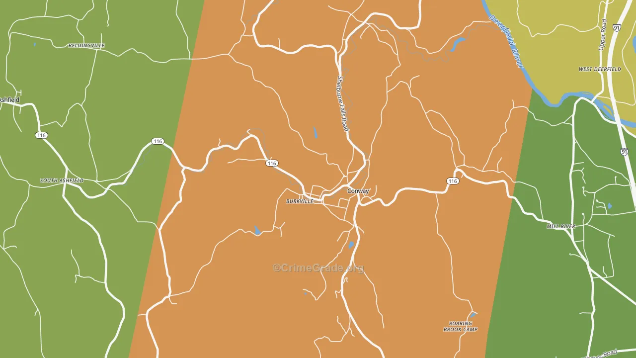 Conway, MA Map of Assault Rates