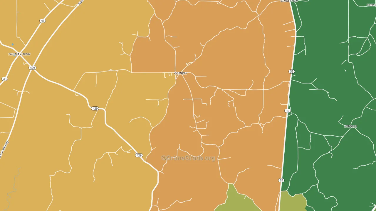 Conway, MS Map of Assault Rates
