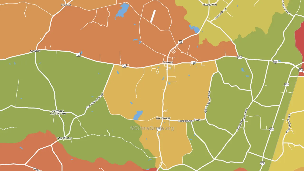 Conway, NC Map of Assault Rates