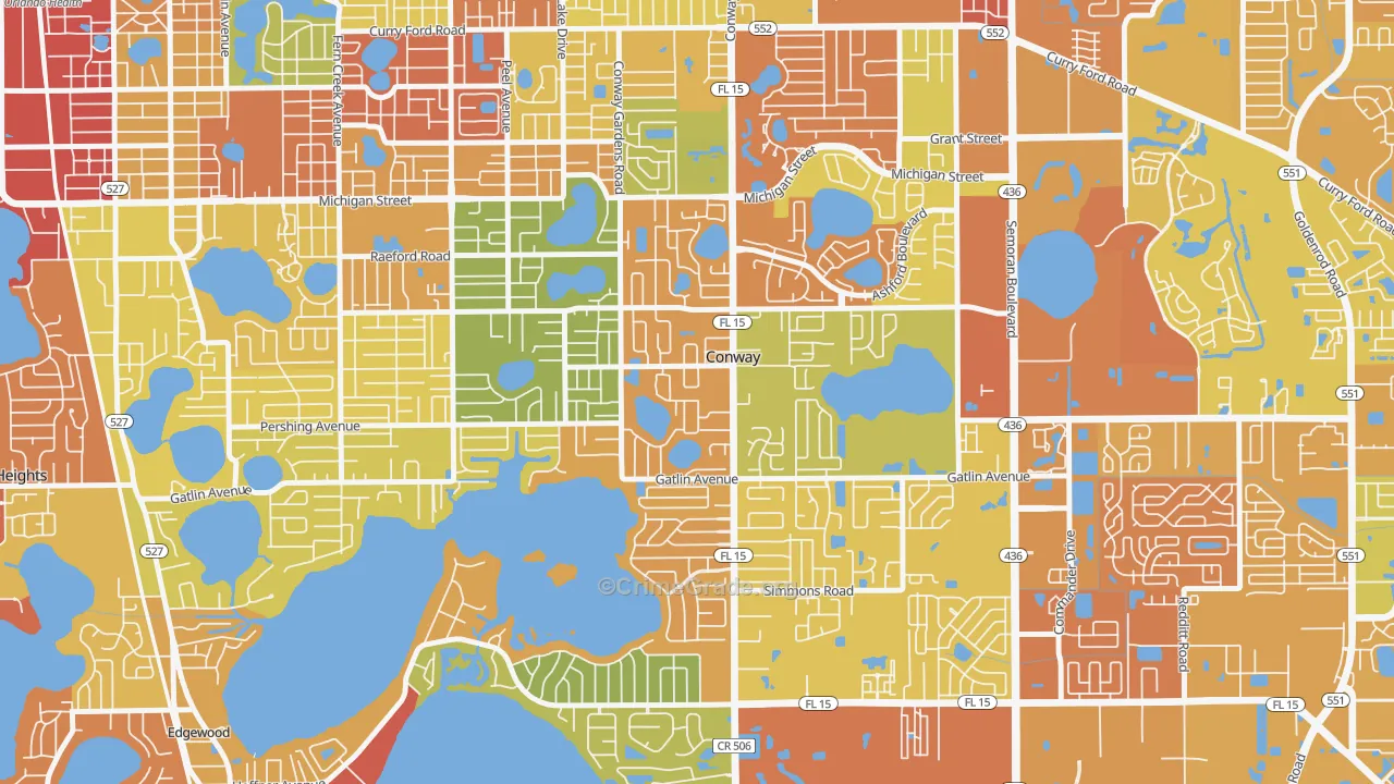 Conway, Orlando, FL Map of Assault Rates