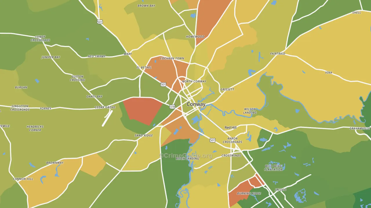 Conway, SC Map of Assault Rates