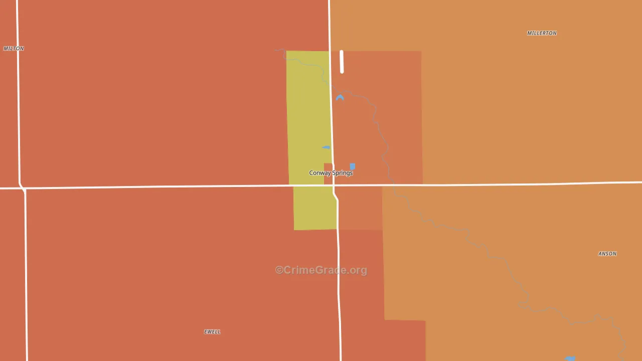 Conway Springs, KS Map of Assault Rates