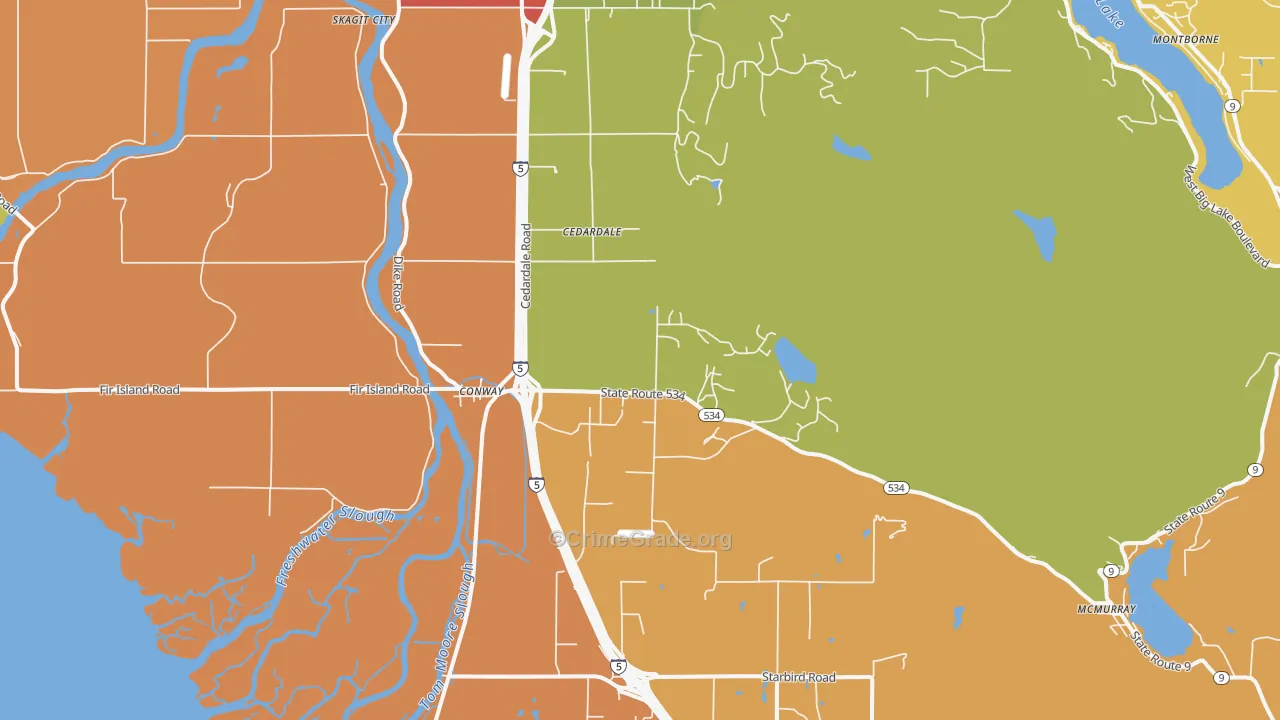 Conway, WA Map of Assault Rates