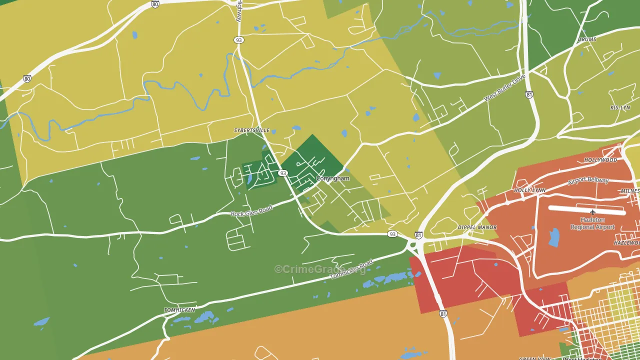 Conyngham, PA Map of Assault Rates