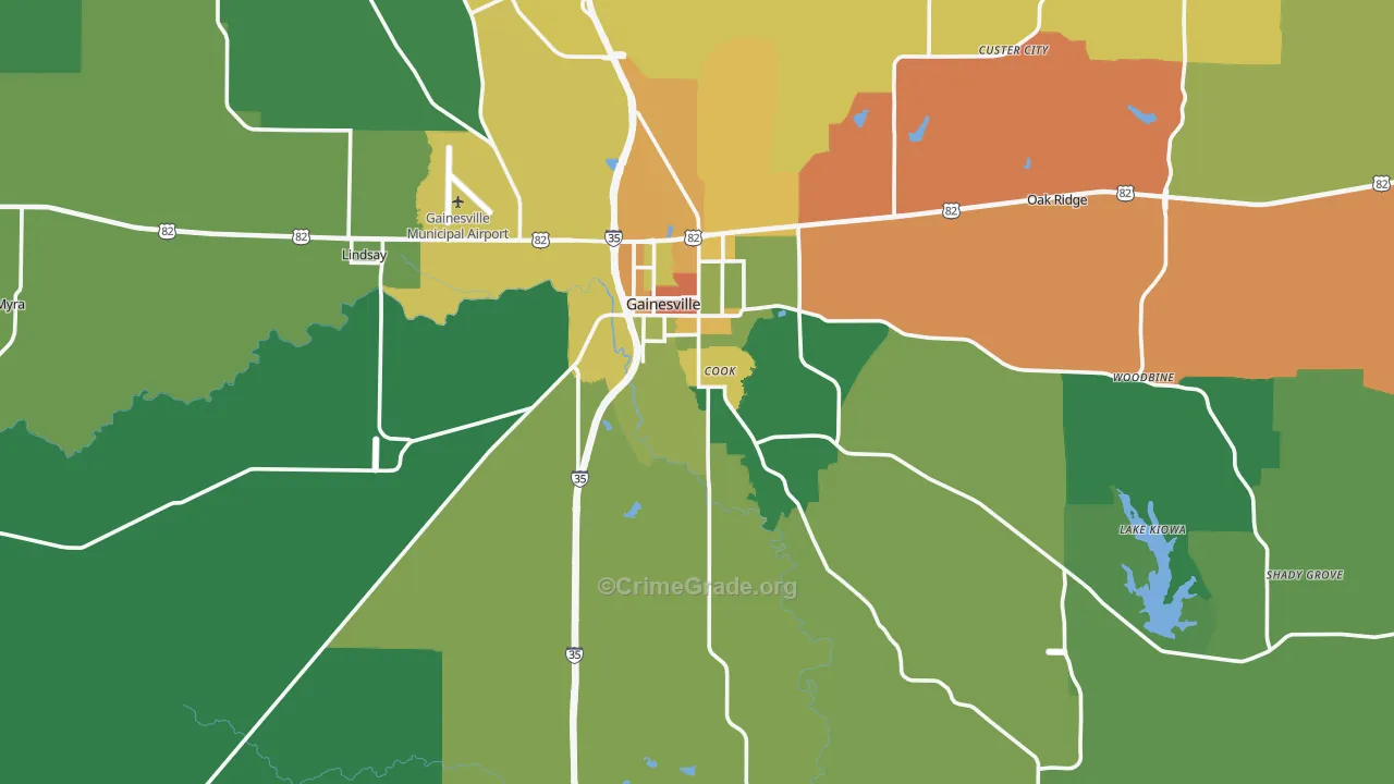 Cooke County, TX Map of Assault Rates