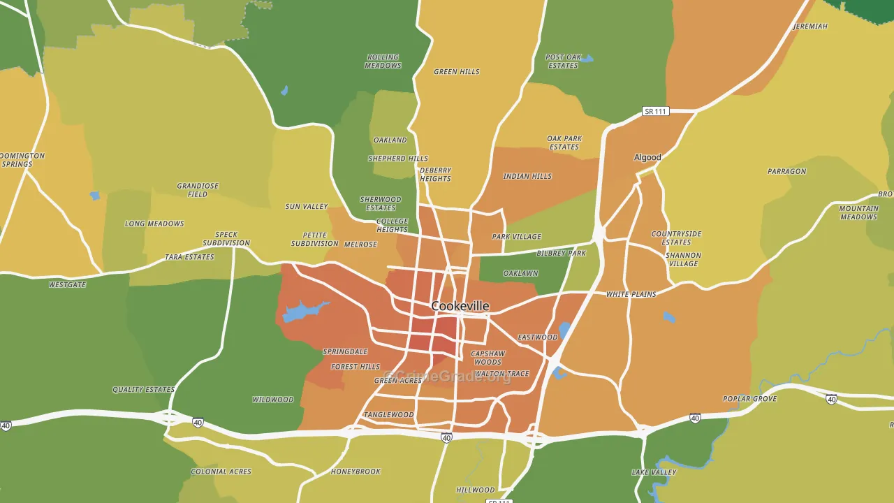 Cookeville, TN Map of Assault Rates