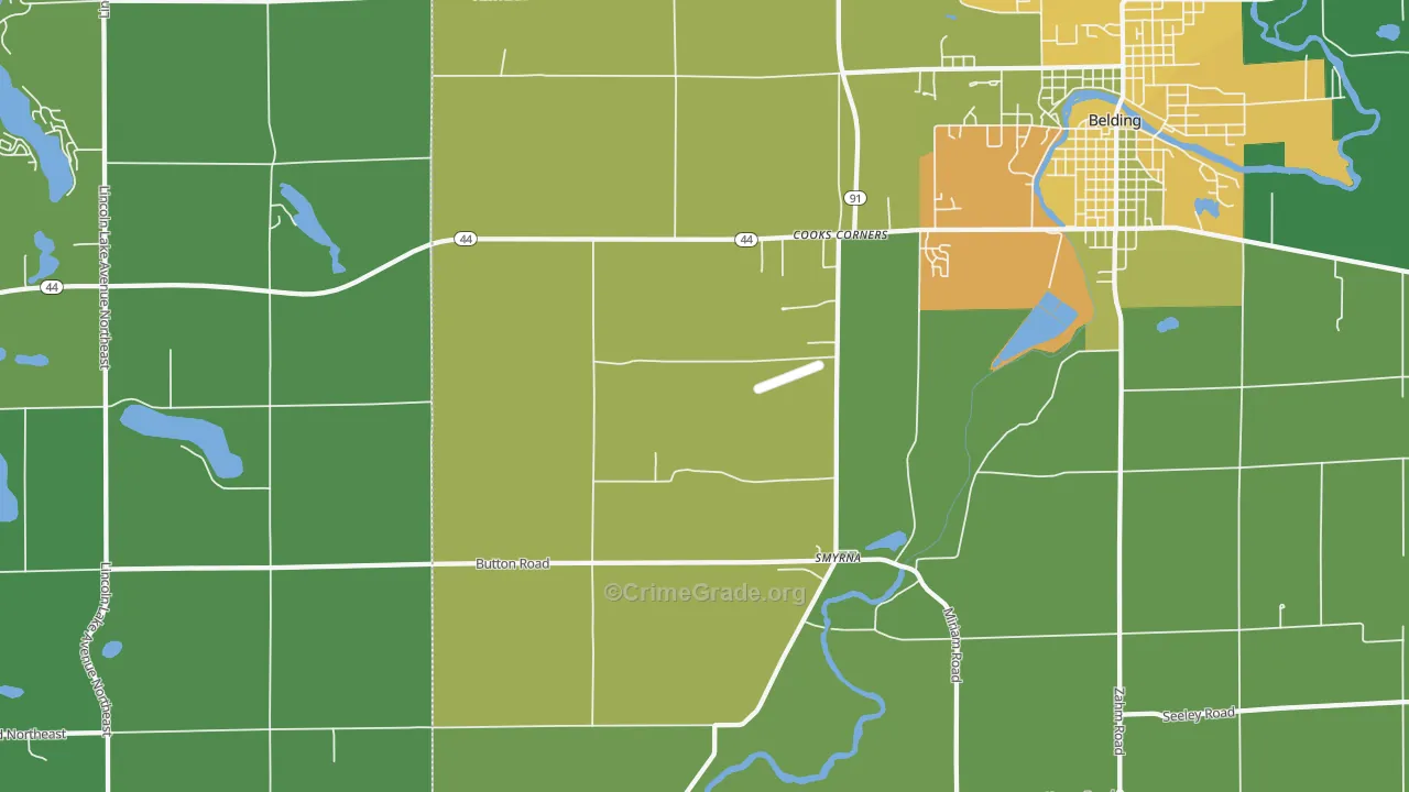 Cooks Corners, MI Map of Assault Rates