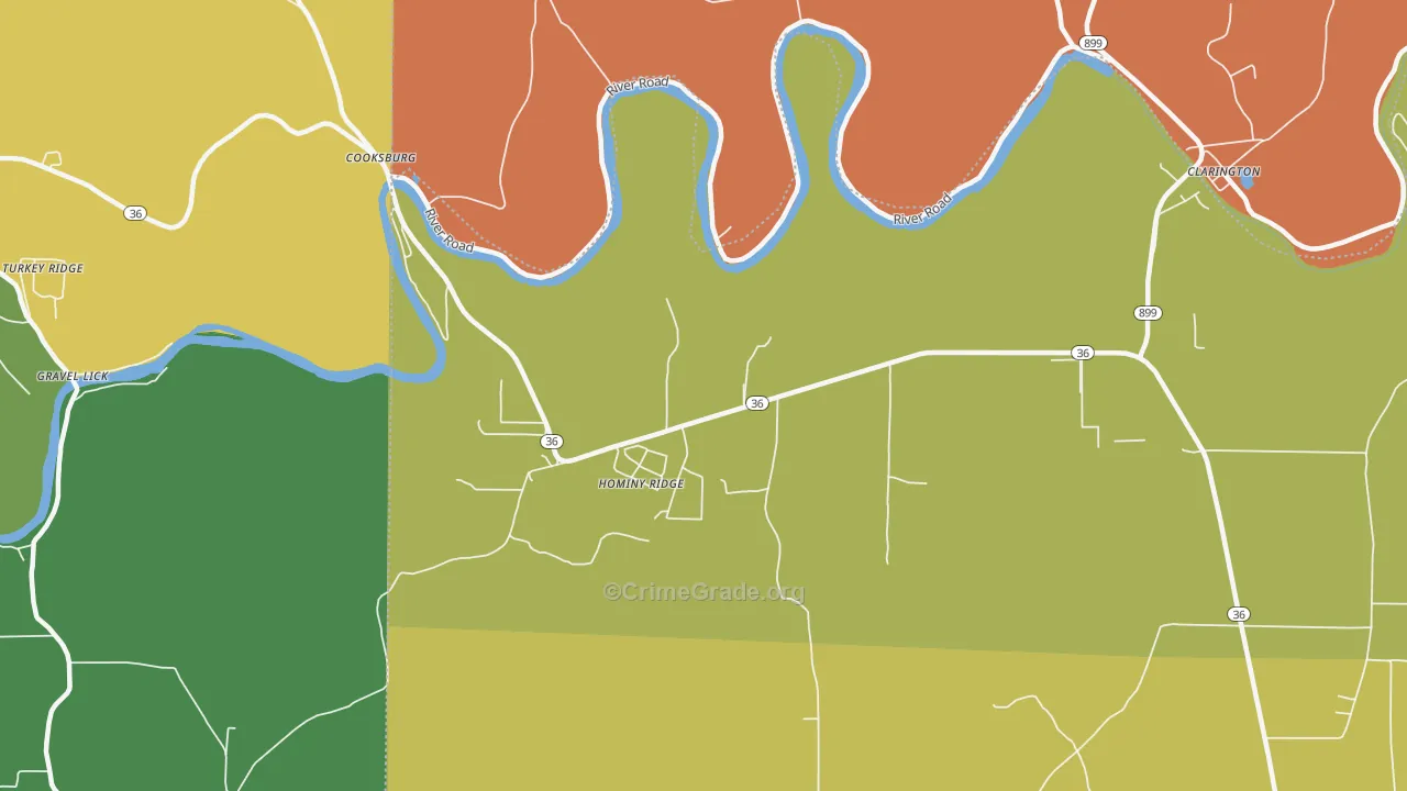 Cooksburg, PA Map of Assault Rates