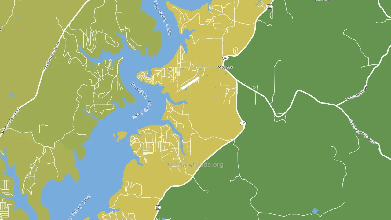 Cookson, OK Map of Assault Rates