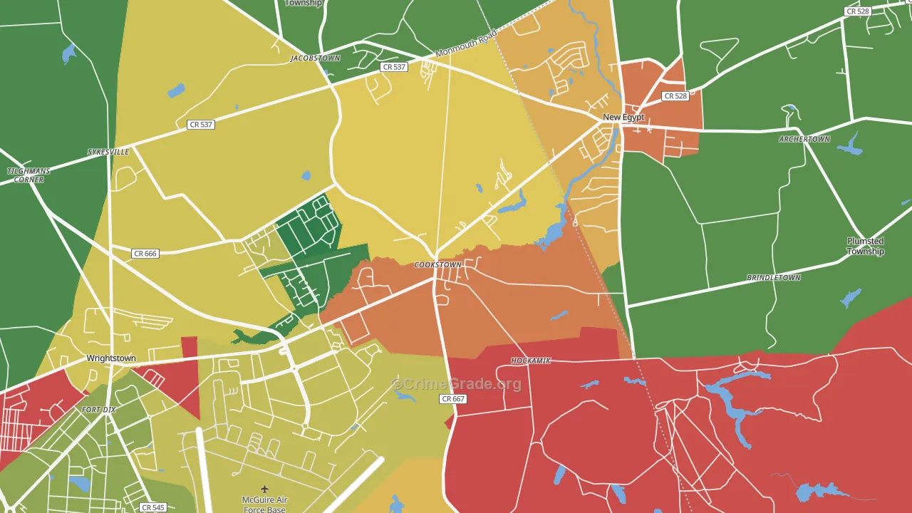 Cookstown, NJ Map of Assault Rates