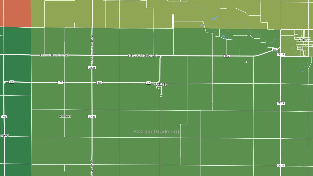Cooksville, IL Map of Assault Rates
