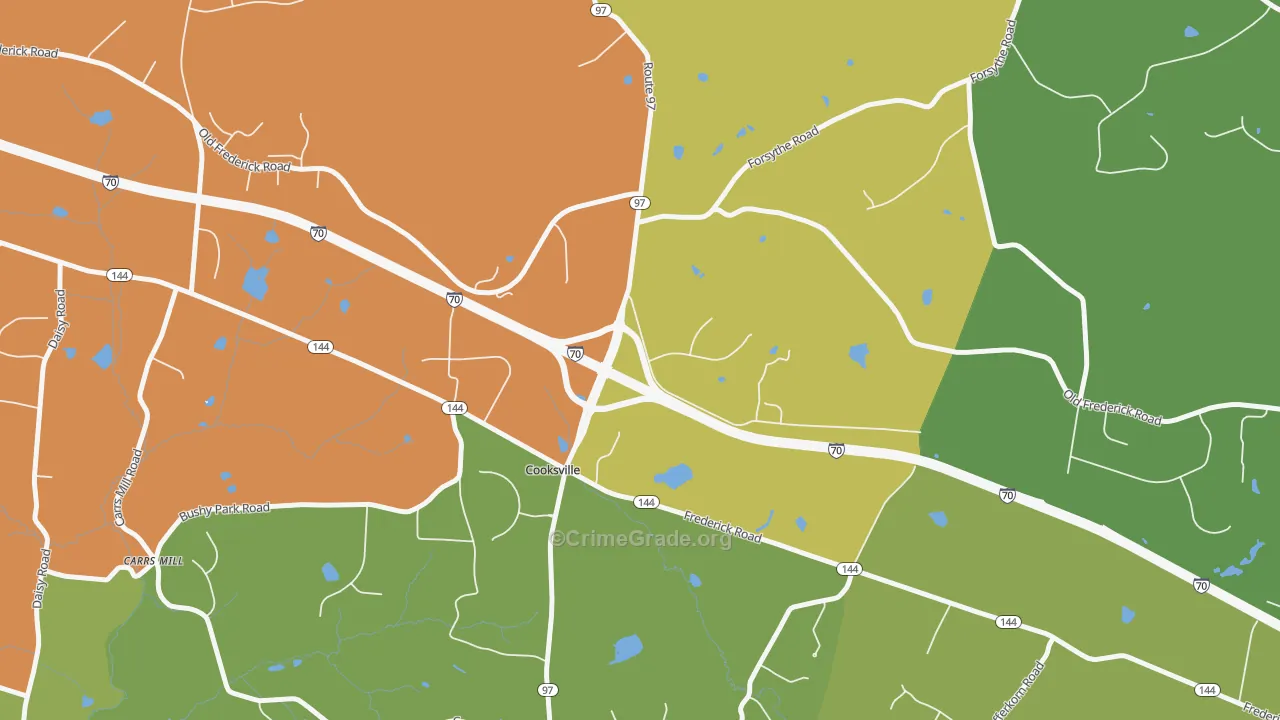Cooksville, MD Map of Assault Rates