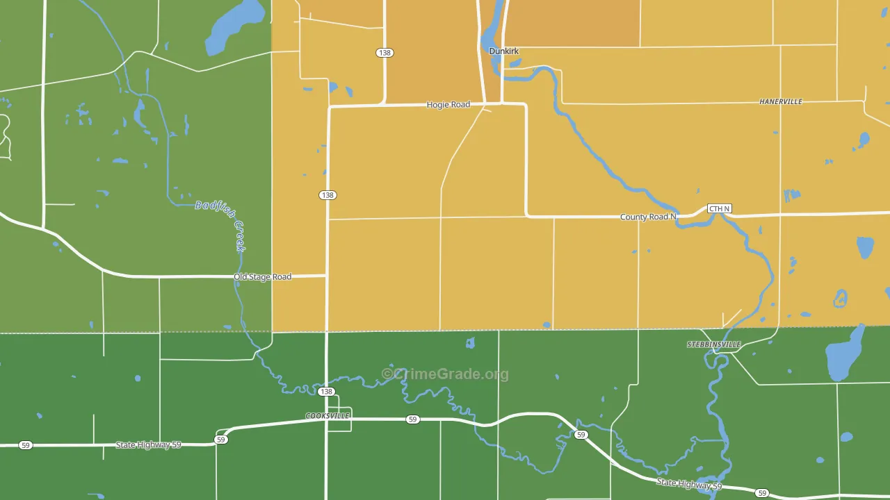 Cooksville, WI Map of Assault Rates