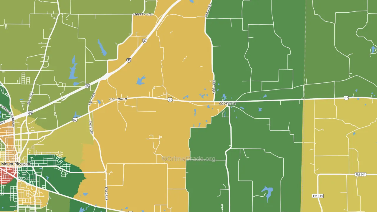 Cookville, TX Map of Assault Rates