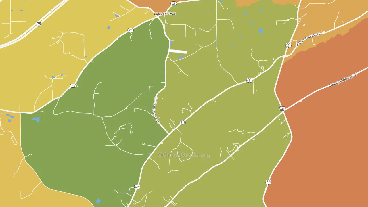 Cool Springs, AL Map of Assault Rates