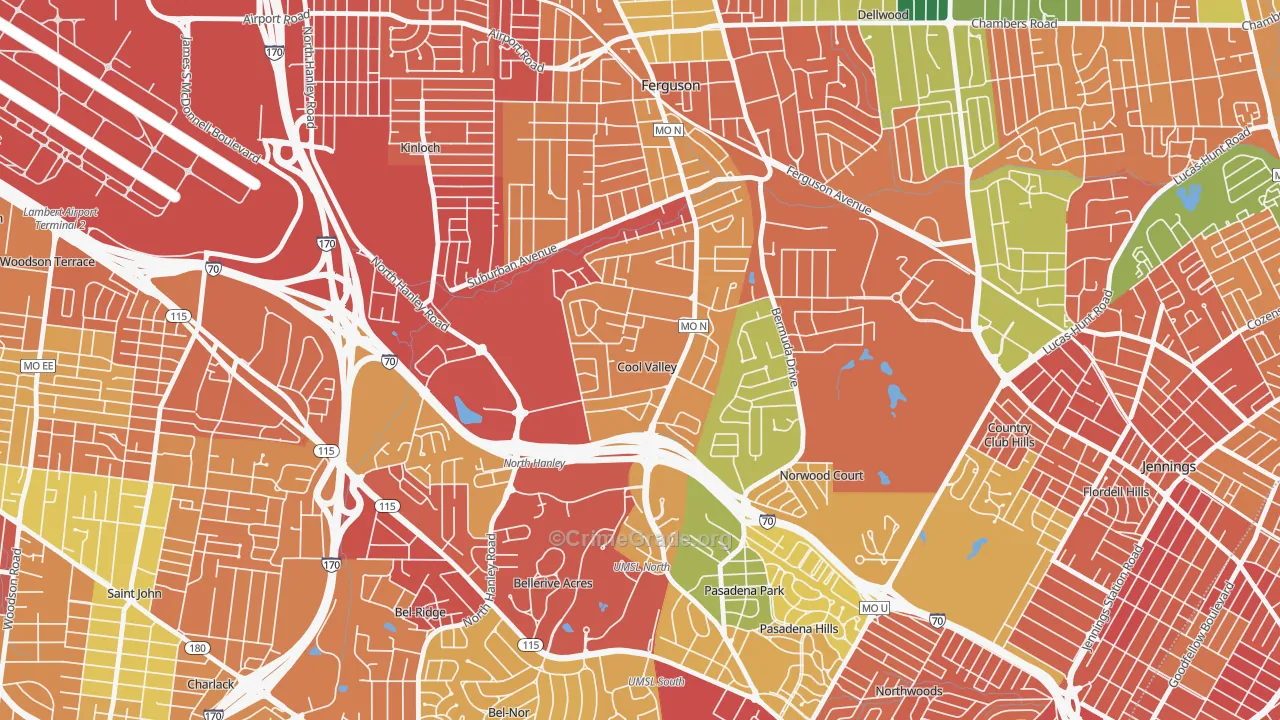 Cool Valley, MO Map of Assault Rates