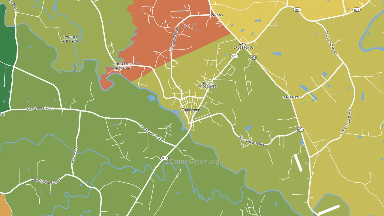 Cooleemee, NC Map of Assault Rates