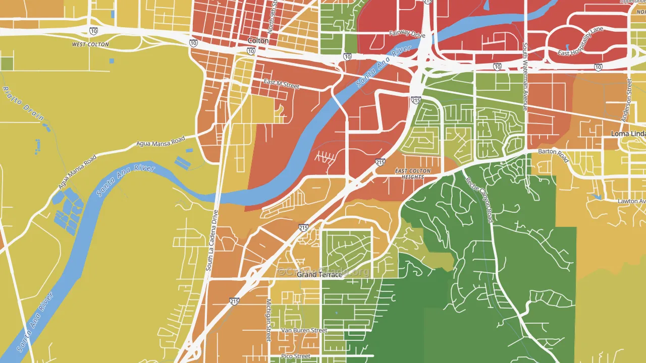 Cooley Ranch, Colton, CA Map of Assault Rates
