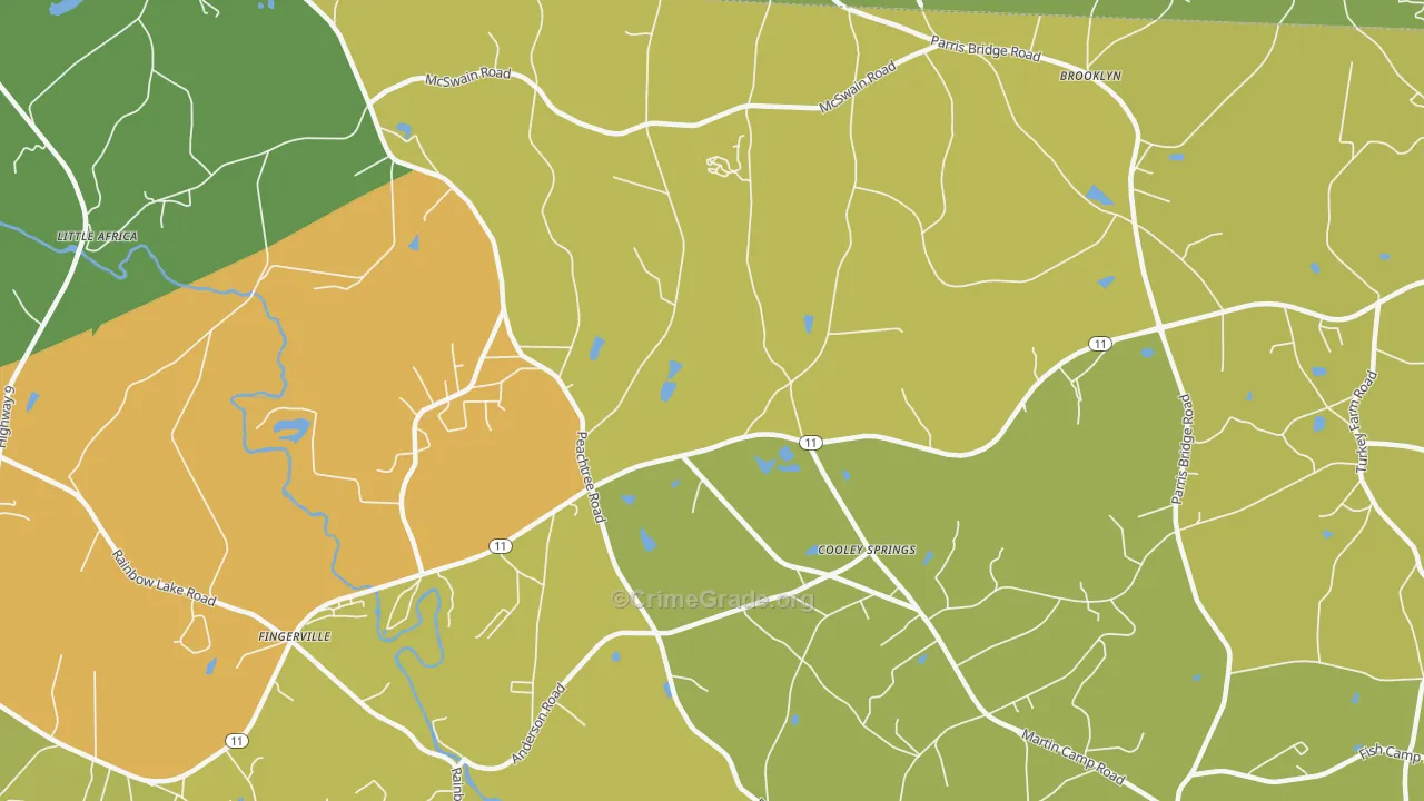 Cooley Springs, SC Map of Assault Rates