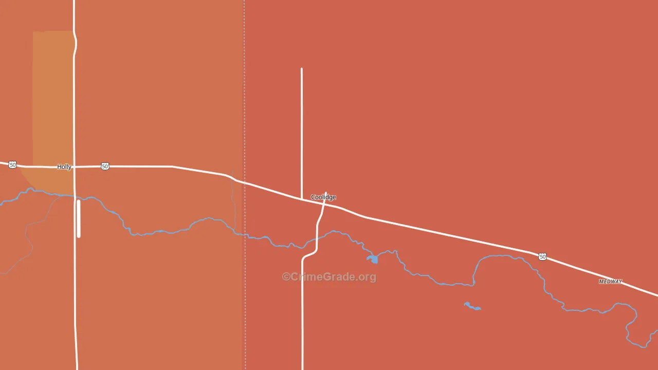 Coolidge, KS Map of Assault Rates