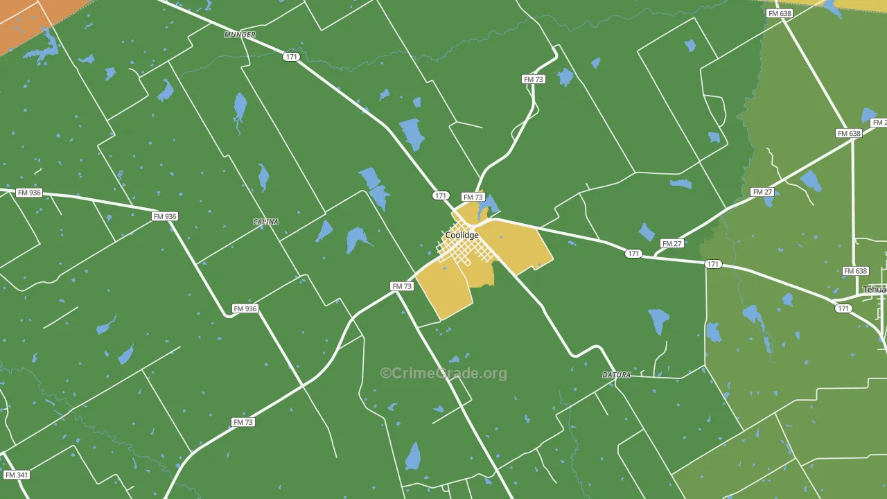 Coolidge, TX Map of Assault Rates
