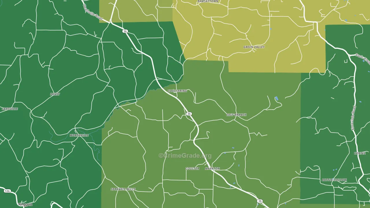 Coolspring, PA Map of Assault Rates