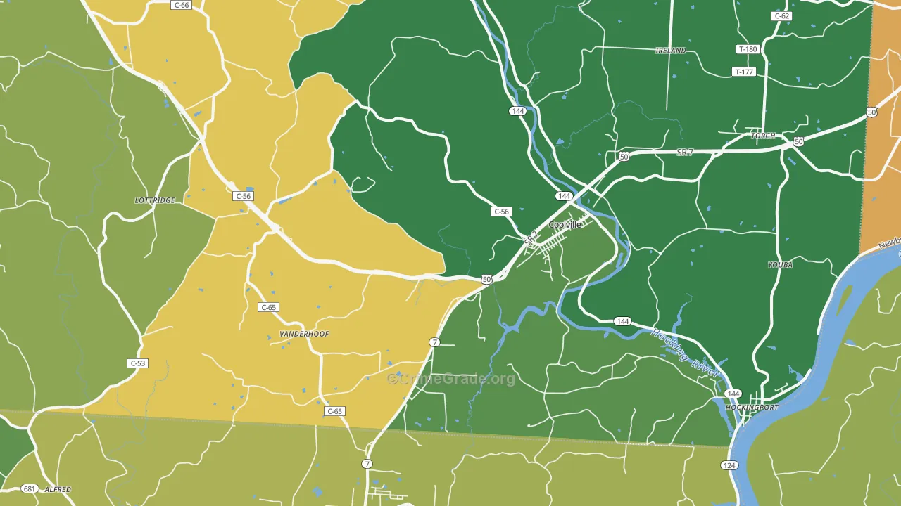 Coolville, OH Map of Assault Rates