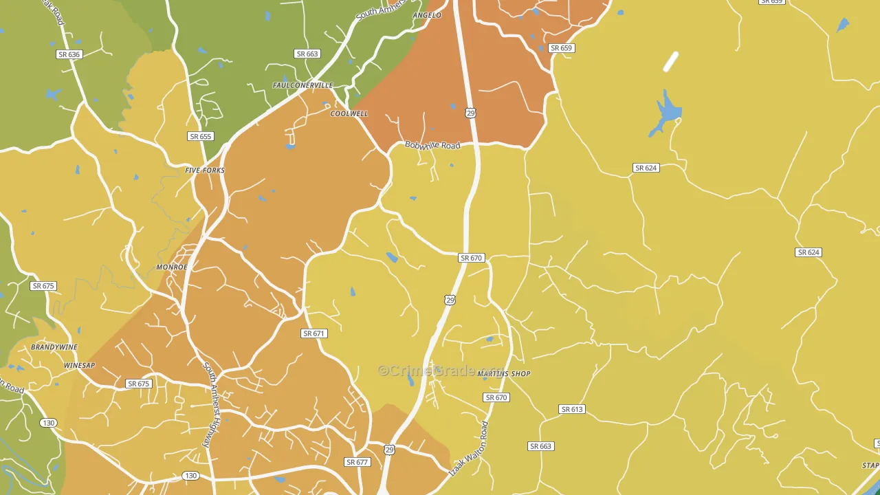 Coolwell, VA Map of Assault Rates